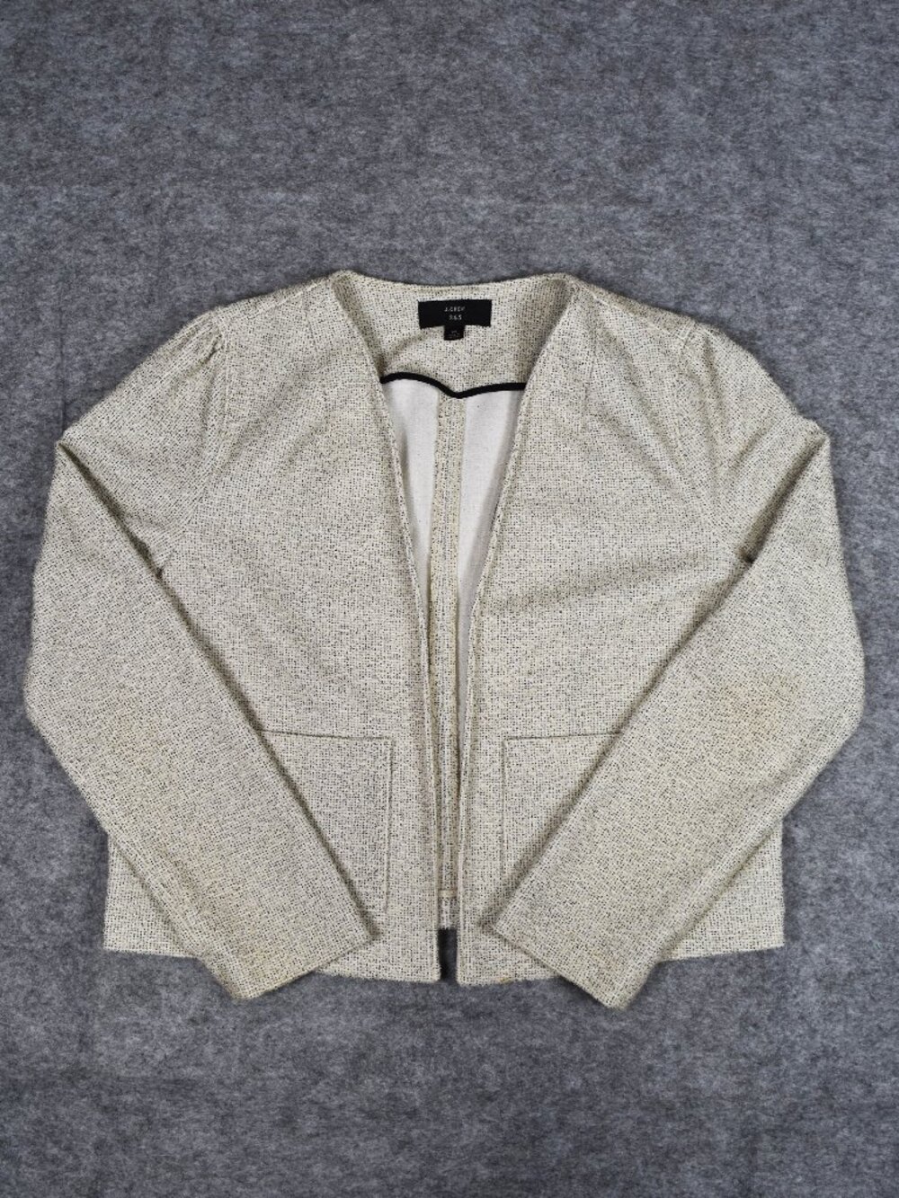 J. Crew 365 Cream Bouclé Work Business Casual Open Blazer Women Size Medium